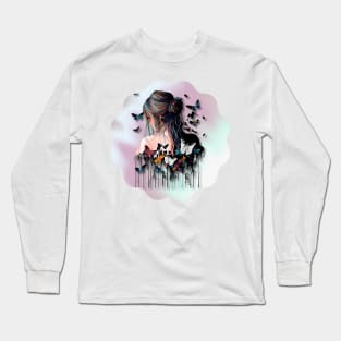 Girl with Butterflies 4 Long Sleeve T-Shirt